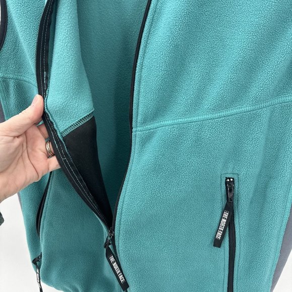 Vintage The North Face Jacket Vest Teal Fleece Men's Large USA - Picture 7 of 9
